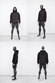 XS-8XL Men's Oversized Destroyed Rip Fleece Jumper Hoodie,Drop Shoulder,Pullover,Cyber SteamPunk,Futuristic-Apocalyptic Dystopian-BB072