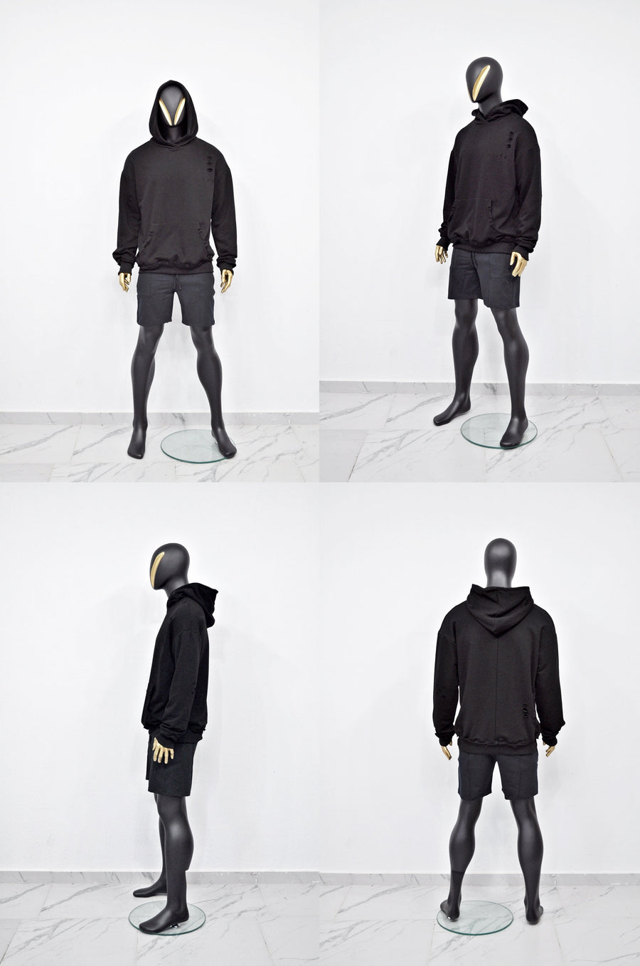 XS-8XL Men's Oversized Destroyed Rip Fleece Jumper Hoodie,Drop Shoulder,Pullover,Cyber SteamPunk,Futuristic-Apocalyptic Dystopian-BB072
