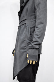 XS-8XL Men's Creed GiantHood Asymetric Cardigan JACKET Hoodie,Ashassin SteamPunk Thumb Hole,Kimono Futuristic-Apocalyptic Dystopian-BB0102
