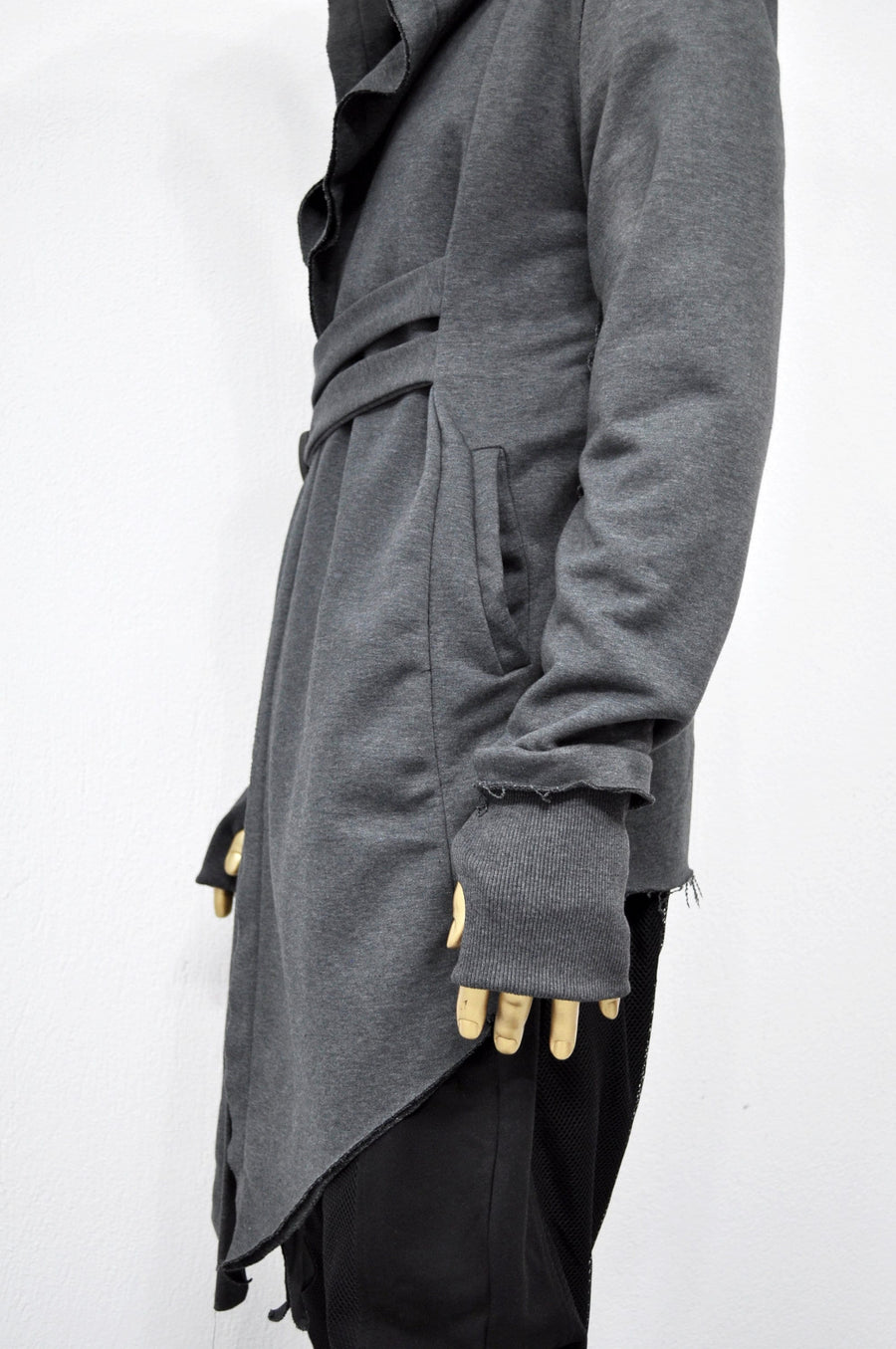 XS-8XL Men's Creed GiantHood Asymetric Cardigan JACKET Hoodie,Ashassin SteamPunk Thumb Hole,Kimono Futuristic-Apocalyptic Dystopian-BB0102