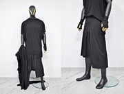 XS-8XL Short Sleeve Overlong Loose T-shirt,Rear Back Stripe,Irregular,Capsule Whimsigoth,Techwear,Streetwear Extended Oversize Shirt-BB491