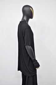 XS-8XL Short Sleeve Overlong Loose T-shirt,Rear Back Stripe,Irregular,Capsule Whimsigoth,Techwear,Streetwear Extended Oversize Shirt-BB491