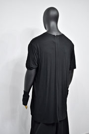 XS-8XL Short Sleeve Overlong Loose T-shirt,Rear Back Stripe,Irregular,Capsule Whimsigoth,Techwear,Streetwear Extended Oversize Shirt-BB491