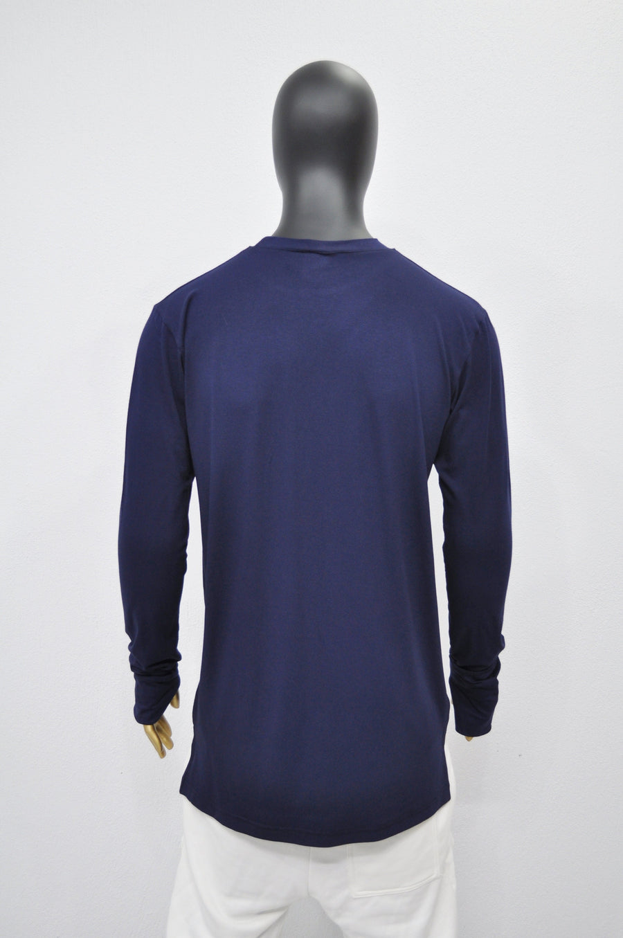 XS-8XL Men's Navy Side Slit Extended Long Sleeve T-shirt,Wide Neck Capsule Collection,Elongated Thumb Hole Cuffs Neon,Streetwear Shirt-BB422