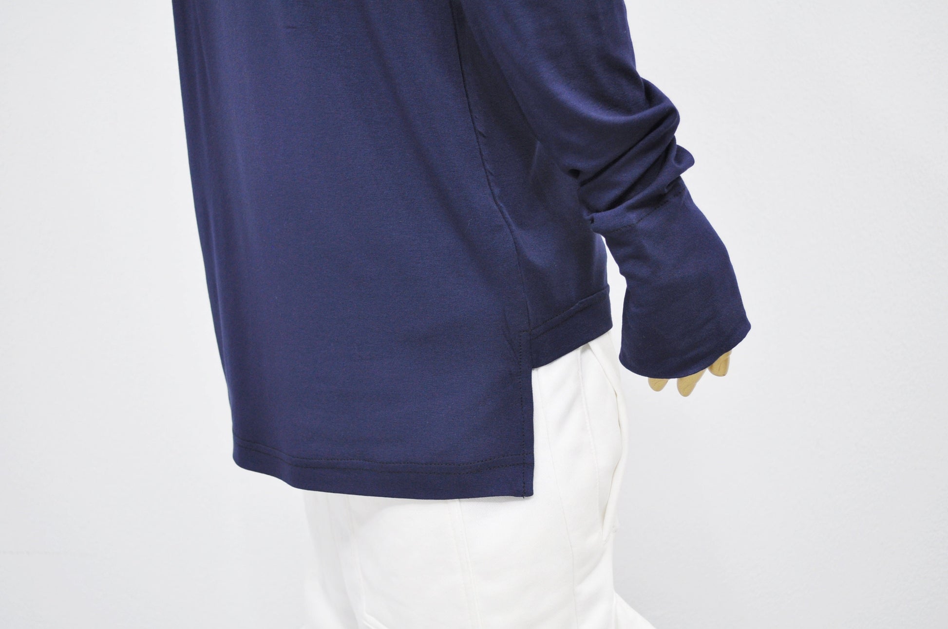 XS-8XL Men's Navy Side Slit Extended Long Sleeve T-shirt,Wide Neck Capsule Collection,Elongated Thumb Hole Cuffs Neon,Streetwear Shirt-BB422