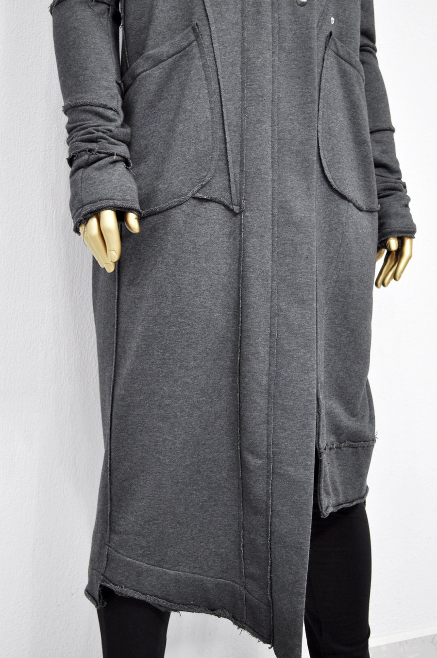 XS-8XL Quilted Sleeves and Back Overlong Cardigan JACKET,Cyber Goth Jacket,Asymmetric Punk Cosplay, Futuristic- Apocalyptic Dystopian-BB155