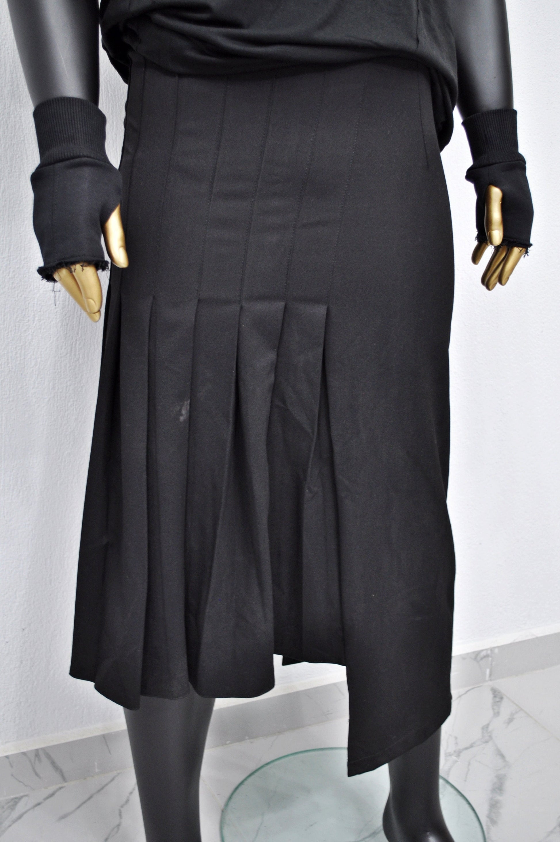 XS - 8XL High Street Wrap Pleated Skirt Kilt /Relaxed Fitted , Cyberpunk Steampunk,Gothic,Streetwear Futuristic Clothing - BB837