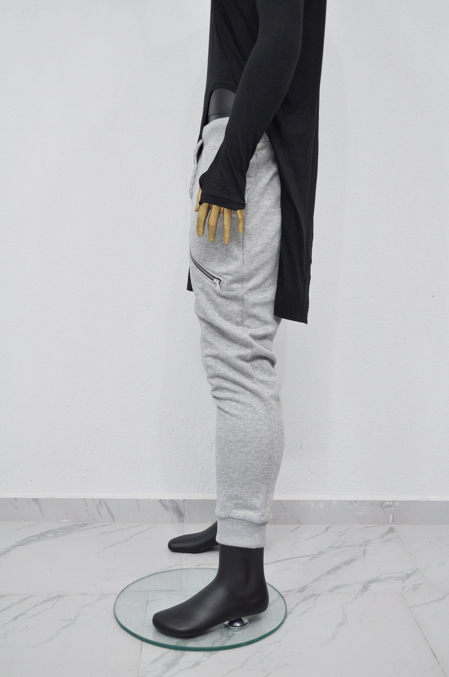 XS - 8XL Men's Front 3way Zipper Jogger,Low Crotch Harem Jogger ,Relaxed Sweatpants,Slim Fit Tappered, Steampunk,Gothic,Streetwear-BB276