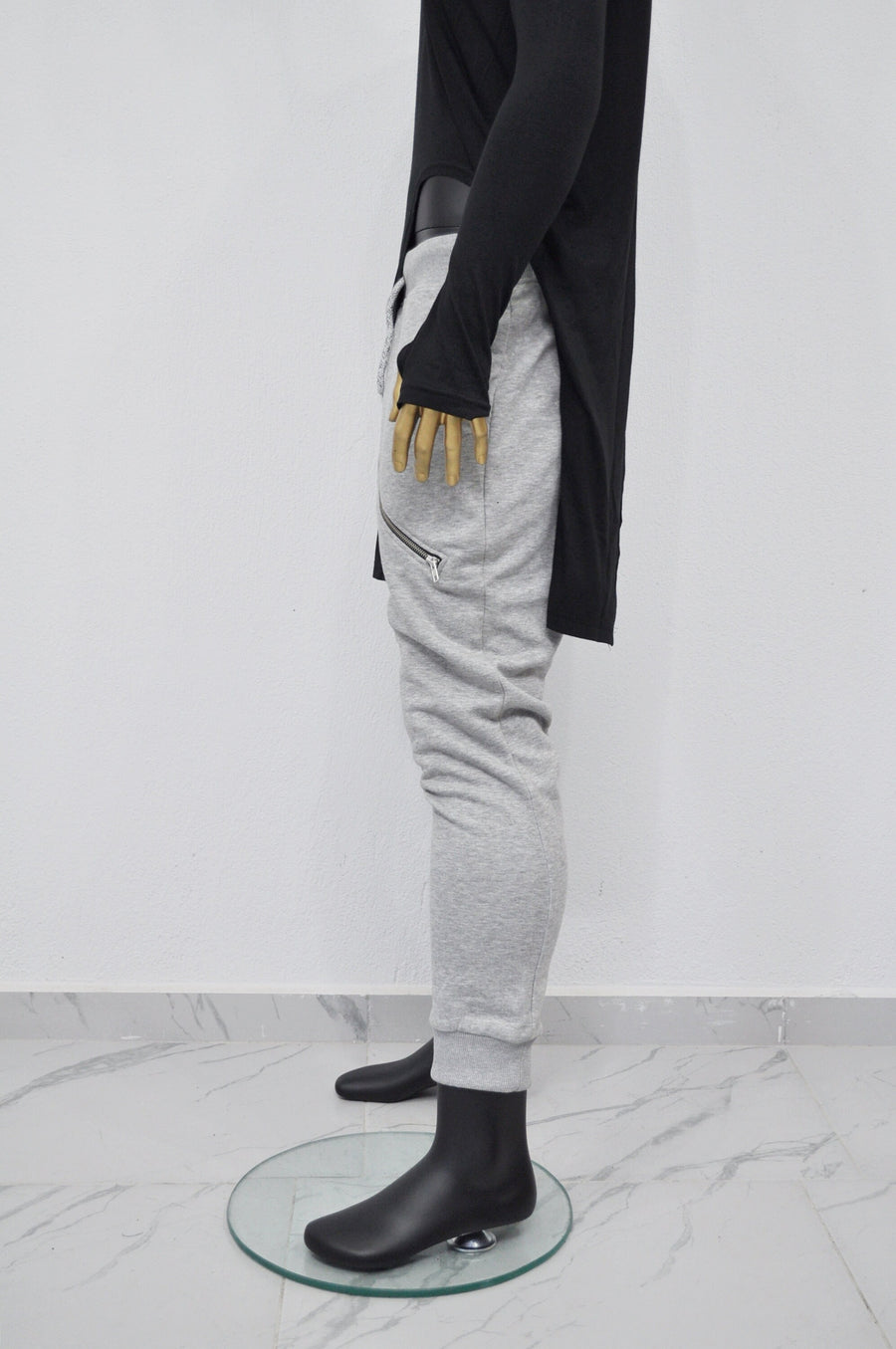 XS - 8XL Men's Front 3way Zipper Jogger,Low Crotch Harem Jogger ,Relaxed Sweatpants,Slim Fit Tappered, Steampunk,Gothic,Streetwear-BB276