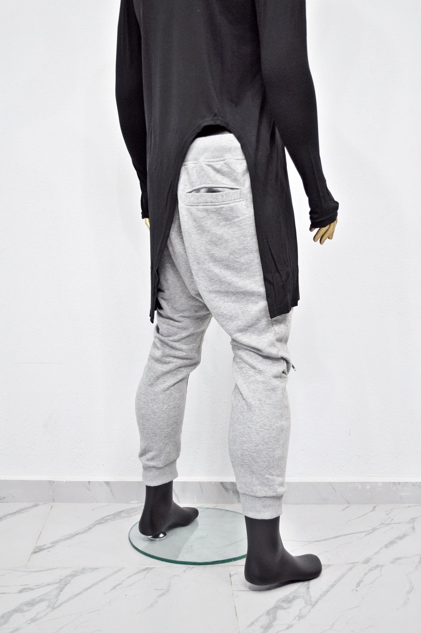 XS - 8XL Men's Front 3way Zipper Jogger,Low Crotch Harem Jogger ,Relaxed Sweatpants,Slim Fit Tappered, Steampunk,Gothic,Streetwear-BB276