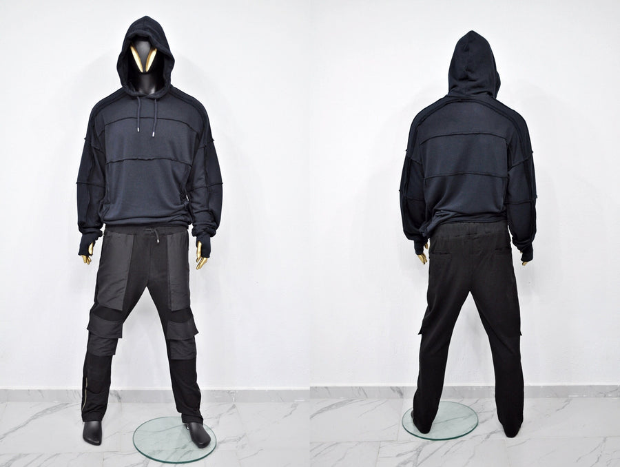 XS - 8XL Men's Drop Crotch Multi Twill Pocket Cargo Baggy Pant,Harem Jogger,Relaxed Sweatpants,Slim Fit Zip Tappered,Streetwear -BB226