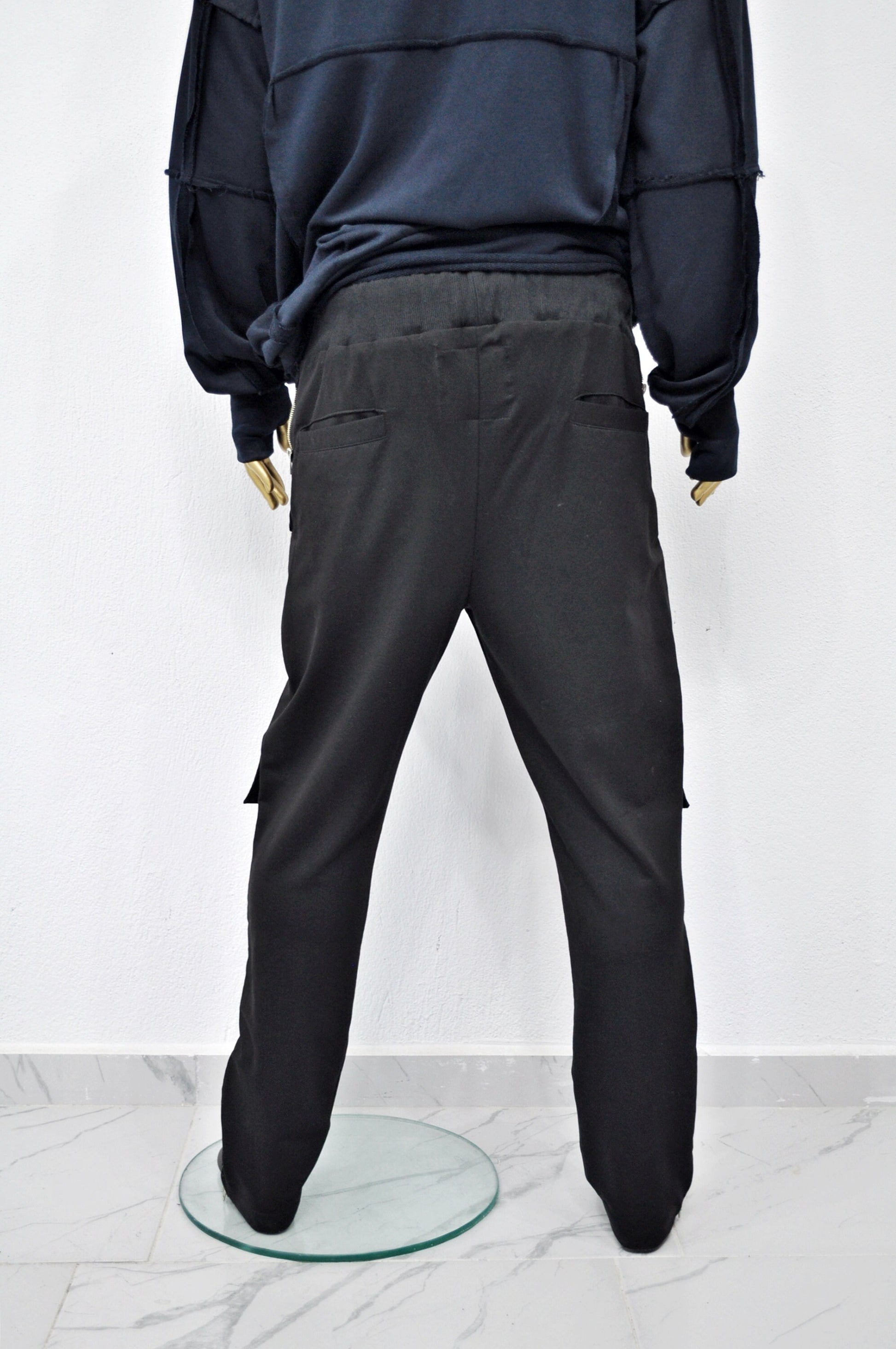 XS - 8XL Men's Drop Crotch Multi Twill Pocket Cargo Baggy Pant,Harem Jogger,Relaxed Sweatpants,Slim Fit Zip Tappered,Streetwear -BB226