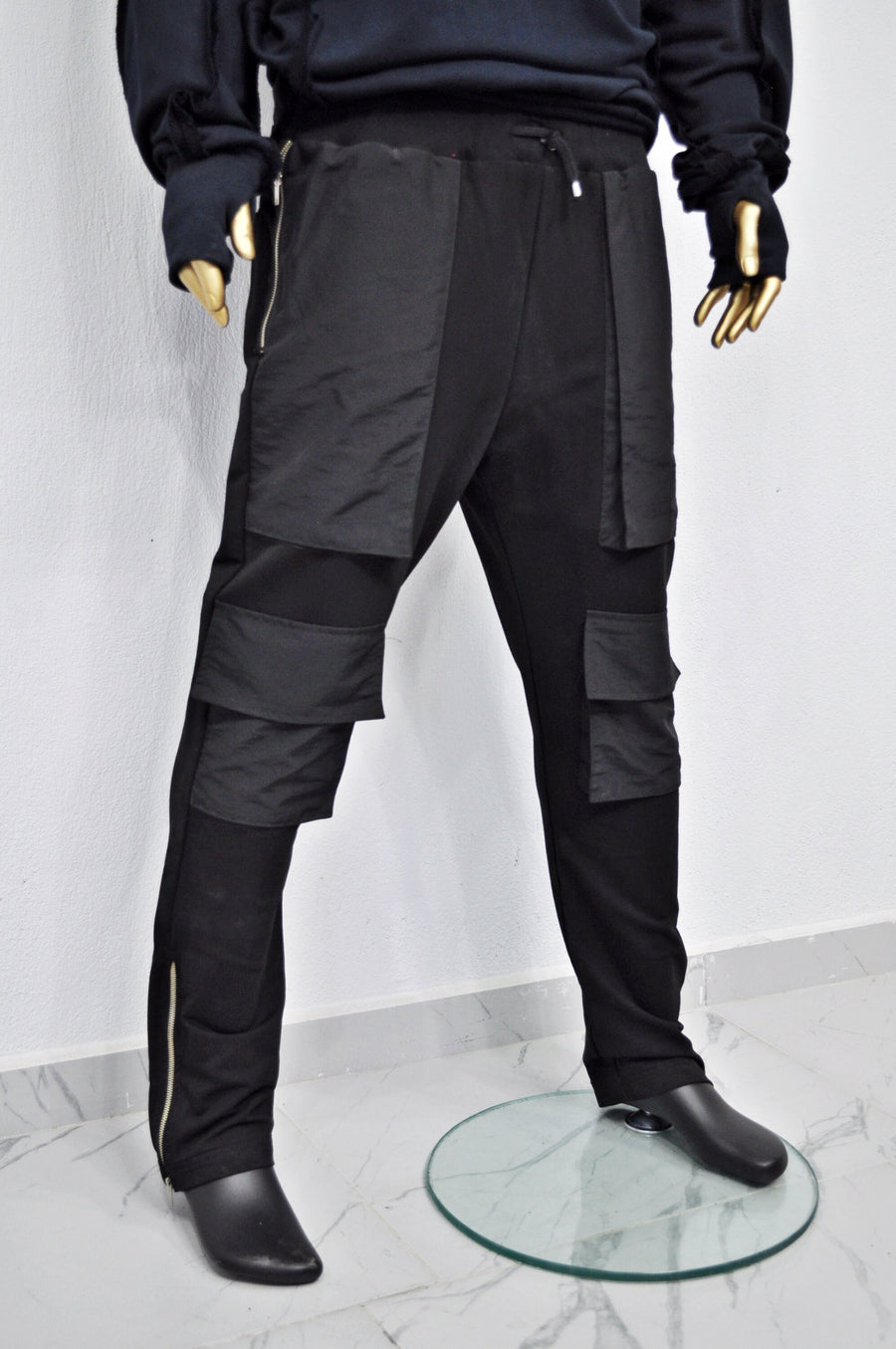 XS - 8XL Men's Drop Crotch Multi Twill Pocket Cargo Baggy Pant,Harem Jogger,Relaxed Sweatpants,Slim Fit Zip Tappered,Streetwear -BB226