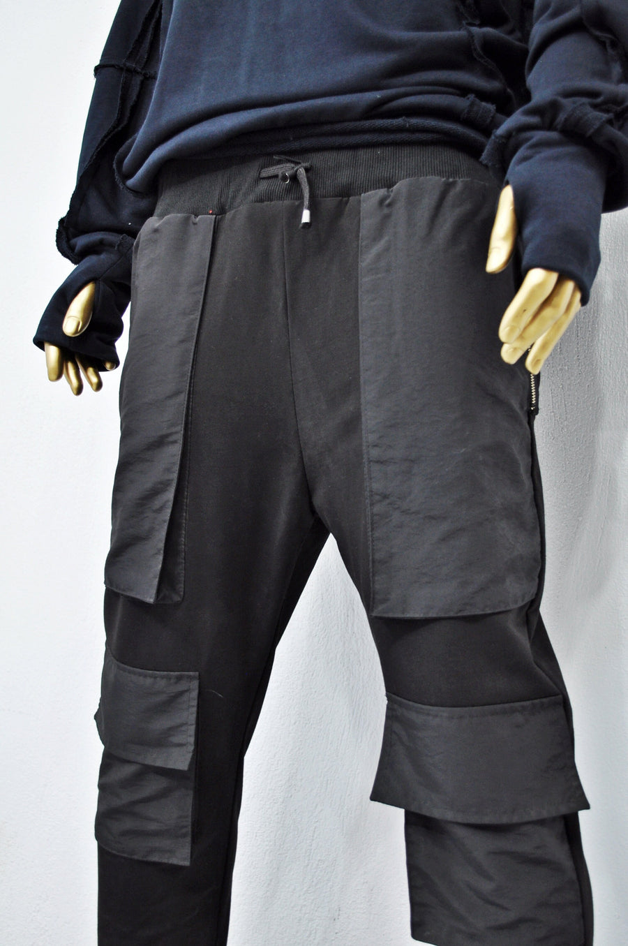 XS - 8XL Men's Drop Crotch Multi Twill Pocket Cargo Baggy Pant,Harem Jogger,Relaxed Sweatpants,Slim Fit Zip Tappered,Streetwear -BB226
