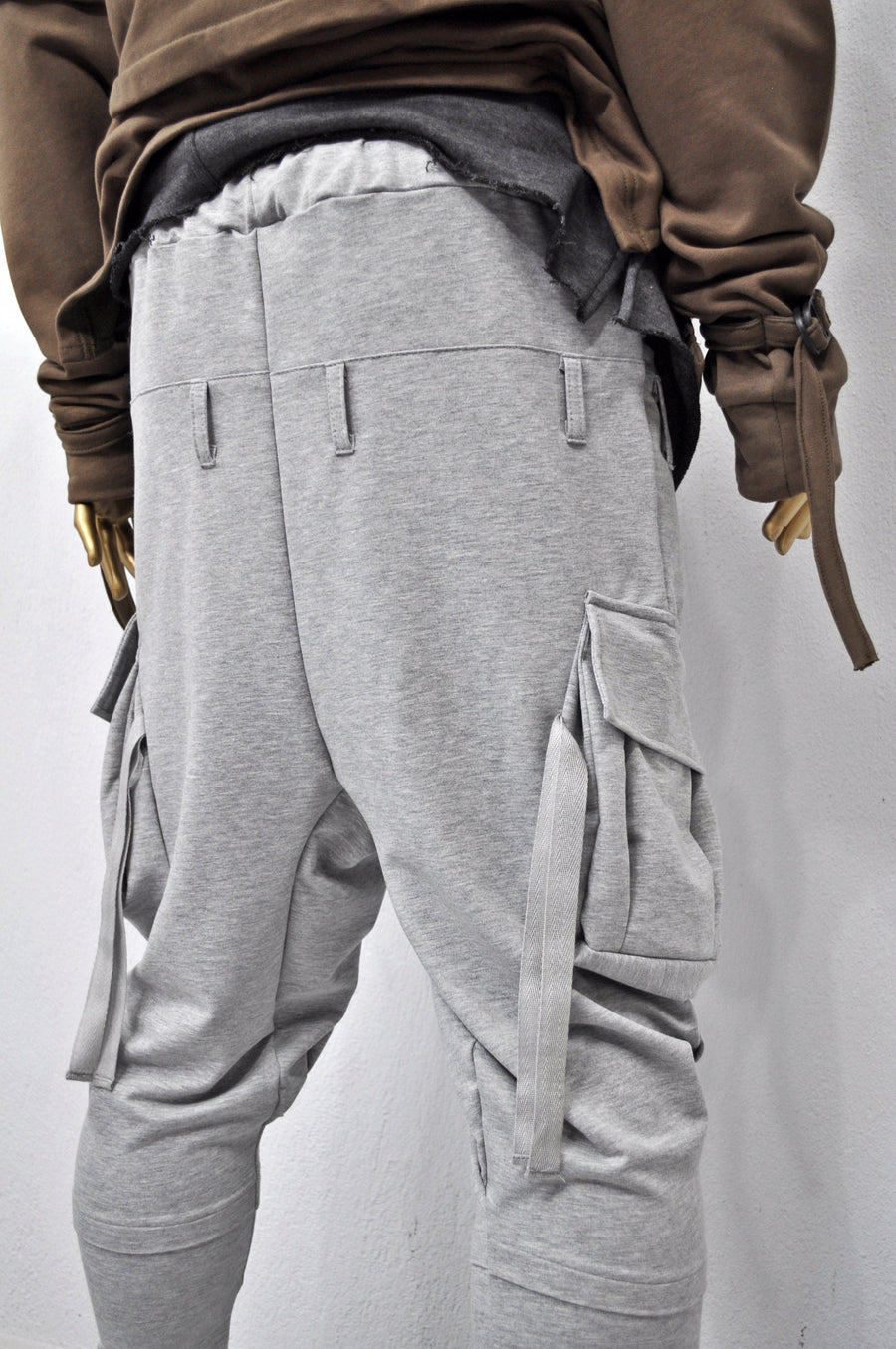 XS - 8XL Men's Drop Crotch Ninja Webbing Baggy Pant,Harem Jogger,Relaxed Sweatpants,Multi Strap Cargo,Slim Tappered,Hiphop,Streetwear-BB204