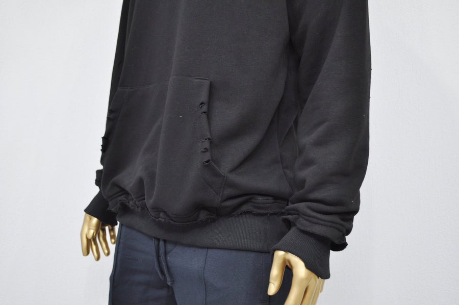 XS-8XL Men's Oversized Destroyed Rip Fleece Jumper Hoodie,Drop Shoulder,Pullover,Cyber SteamPunk,Futuristic-Apocalyptic Dystopian-BB072