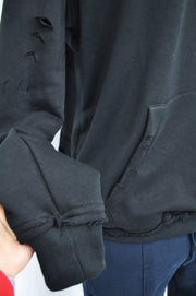 XS-8XL Men's Oversized Destroyed Rip Fleece Jumper Hoodie,Drop Shoulder,Pullover,Cyber SteamPunk,Futuristic-Apocalyptic Dystopian-BB072