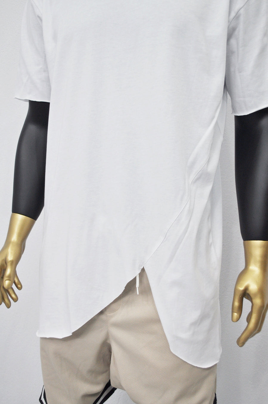 XS-8XL Men's Asymmetrical Front Cut Short Sleeve Relaxed T-shirt,Round Neck Capsule Collection,Extended Essentials,Streetwear Shirt-BB434