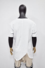 XS-8XL Men's Asymmetrical Front Cut Short Sleeve Relaxed T-shirt,Round Neck Capsule Collection,Extended Essentials,Streetwear Shirt-BB434