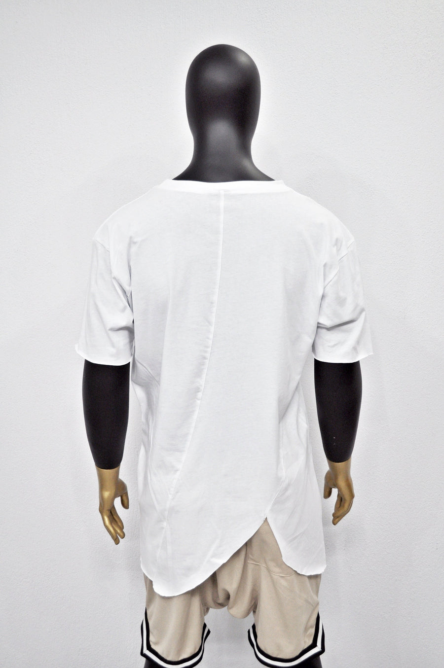 XS-8XL Men's Asymmetrical Front Cut Short Sleeve Relaxed T-shirt,Round Neck Capsule Collection,Extended Essentials,Streetwear Shirt-BB434
