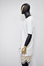 XS-8XL Men's Asymmetrical Front Cut Short Sleeve Relaxed T-shirt,Round Neck Capsule Collection,Extended Essentials,Streetwear Shirt-BB434
