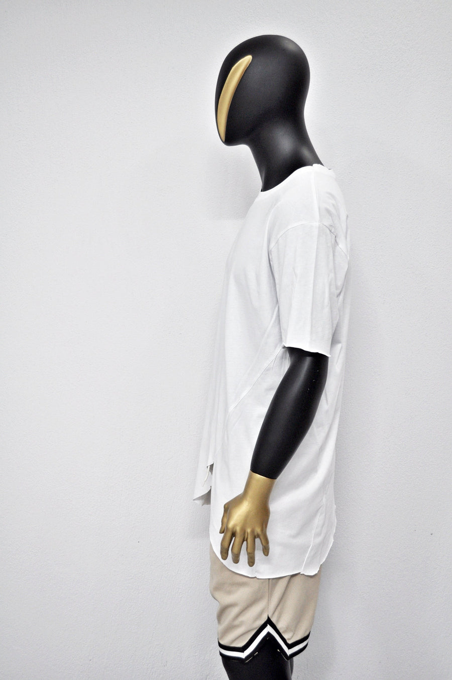 XS-8XL Men's Asymmetrical Front Cut Short Sleeve Relaxed T-shirt,Round Neck Capsule Collection,Extended Essentials,Streetwear Shirt-BB434