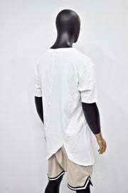 XS-8XL Men's Asymmetrical Front Cut Short Sleeve Relaxed T-shirt,Round Neck Capsule Collection,Extended Essentials,Streetwear Shirt-BB434