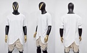 XS-8XL Men's Asymmetrical Front Cut Short Sleeve Relaxed T-shirt,Round Neck Capsule Collection,Extended Essentials,Streetwear Shirt-BB434