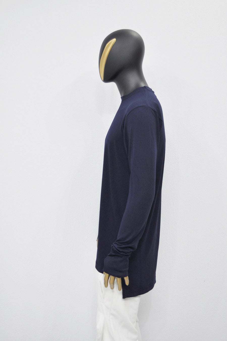 XS-8XL Men's Navy Side Slit Extended Long Sleeve T-shirt,Wide Neck Capsule Collection,Elongated Thumb Hole Cuffs Neon,Streetwear Shirt-BB422