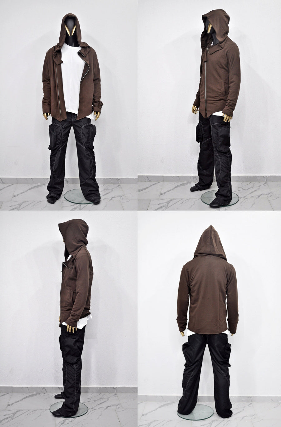 XS - 8XL Men's Asymmetric Full Zip Oversized Hood Cyberpunk Hoodie / Regalo Ashashin Hoodie / Fleece Hoodie / Gothic Hoodie- BB080