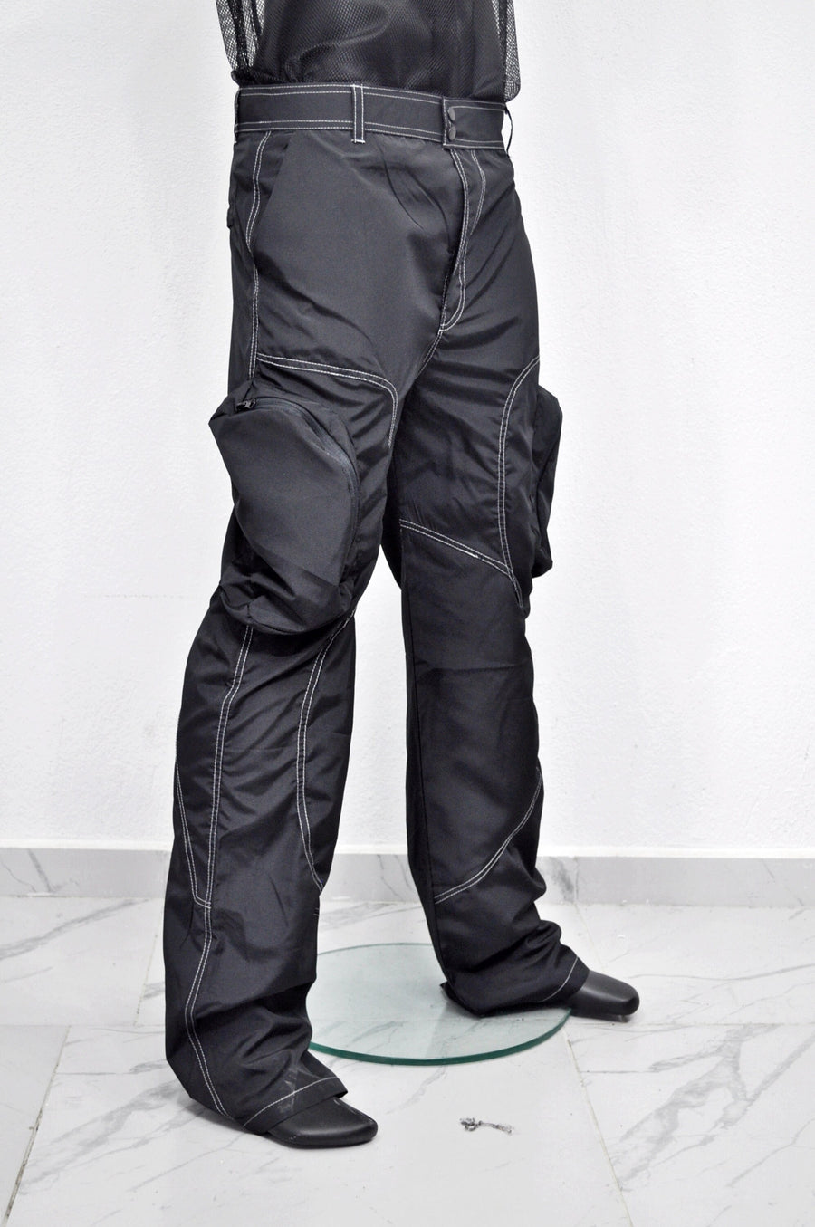 XS - 8XL Black Utility Loose 3D Contrast Stitching Cargo Pants,Relaxed,Low Crotch,Cyberpunk Steampunk,Regalo,Kreso,Ashashin Streetwear-BB291