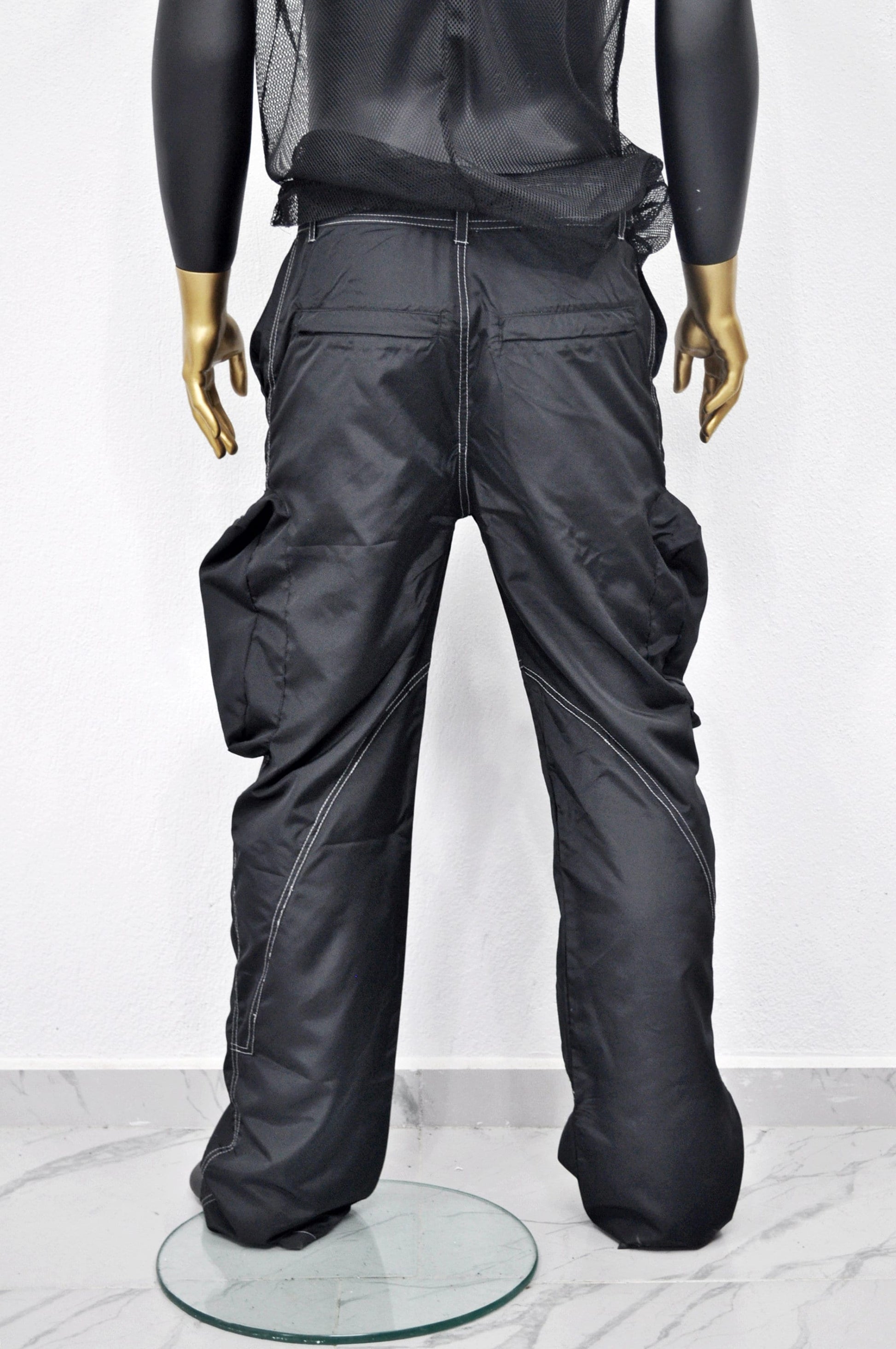 XS - 8XL Black Utility Loose 3D Contrast Stitching Cargo Pants,Relaxed,Low Crotch,Cyberpunk Steampunk,Regalo,Kreso,Ashashin Streetwear-BB291