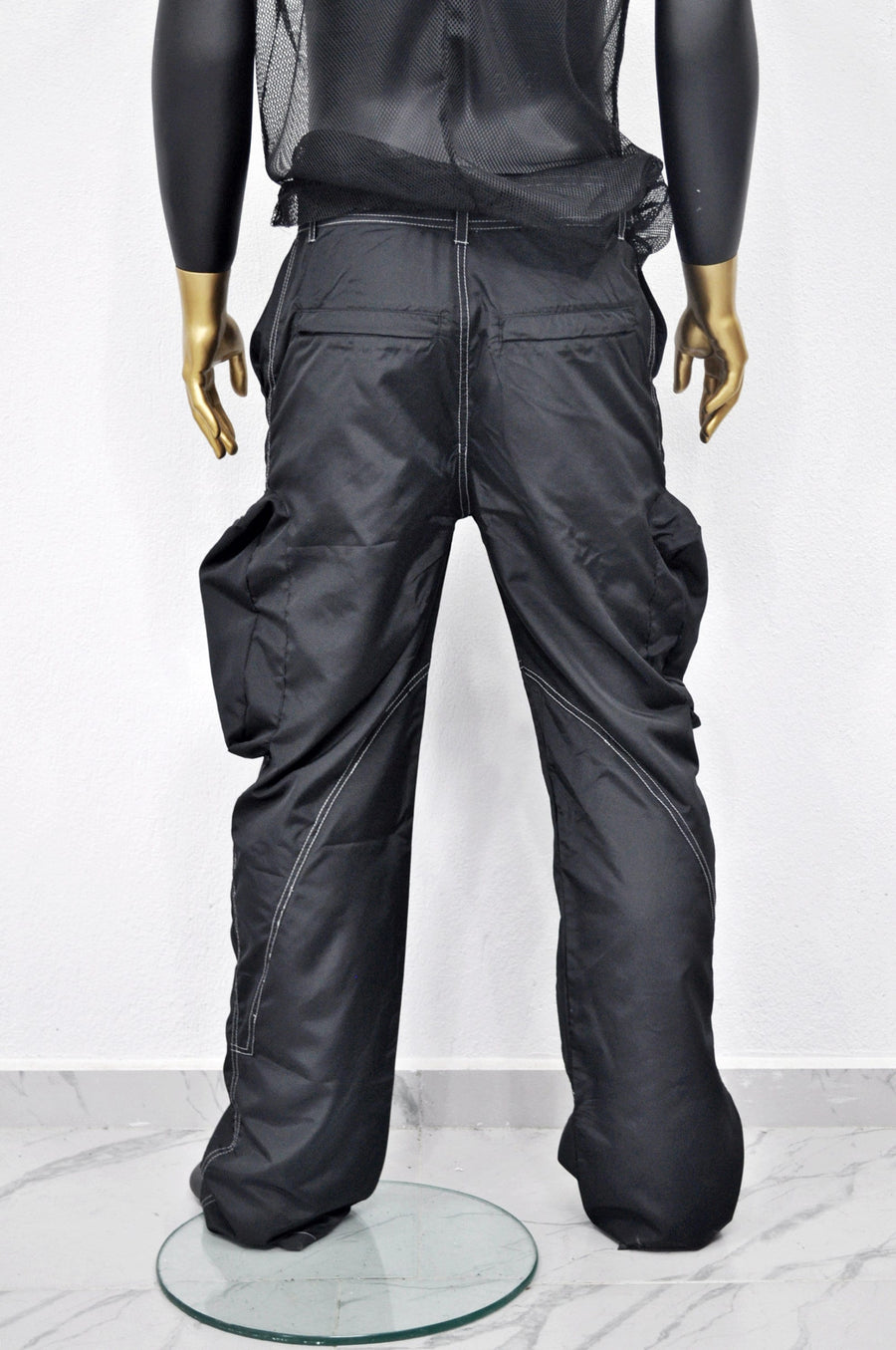 XS - 8XL Black Utility Loose 3D Contrast Stitching Cargo Pants,Relaxed,Low Crotch,Cyberpunk Steampunk,Regalo,Kreso,Ashashin Streetwear-BB291