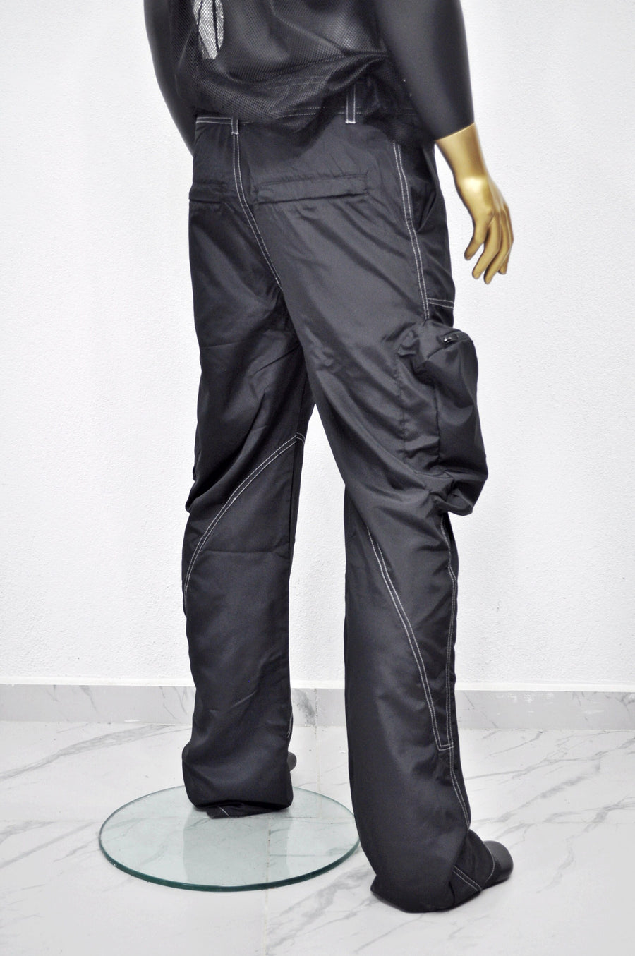 XS - 8XL Black Utility Loose 3D Contrast Stitching Cargo Pants,Relaxed,Low Crotch,Cyberpunk Steampunk,Regalo,Kreso,Ashashin Streetwear-BB291