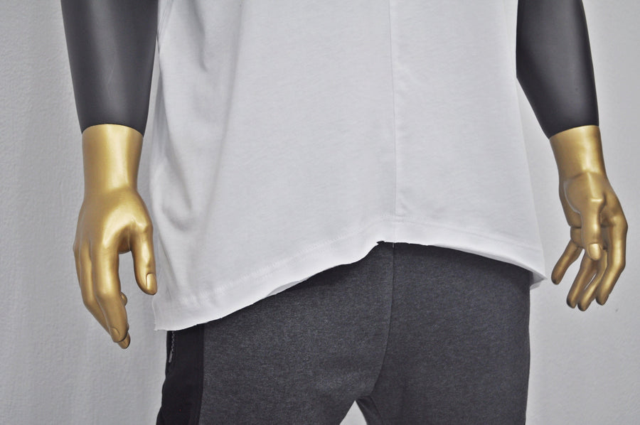 XS-8XL Men's Asymmetric Hem Essential Long Tank Top, Oval V Hem,Capsule Collection,Extended Tshirt, Streetwear Shirt-BB449