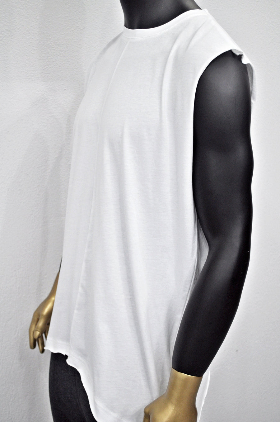XS-8XL Men's Asymmetric Hem Essential Long Tank Top, Oval V Hem,Capsule Collection,Extended Tshirt, Streetwear Shirt-BB449