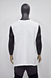 XS-8XL Men's Asymmetric Hem Essential Long Tank Top, Oval V Hem,Capsule Collection,Extended Tshirt, Streetwear Shirt-BB449