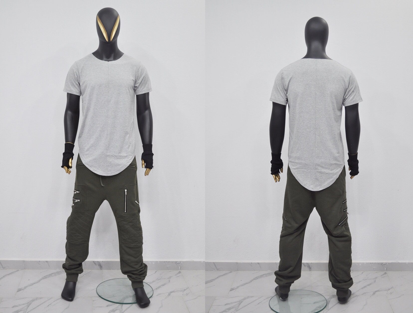 XS-8XL Men's Raw Wide Neck Rear Back ,Viscose Cotton Short Sleeve Lengthen Extended Oval Tee Tshirt/Techwear Streetwear Shirt SS2024-BB499