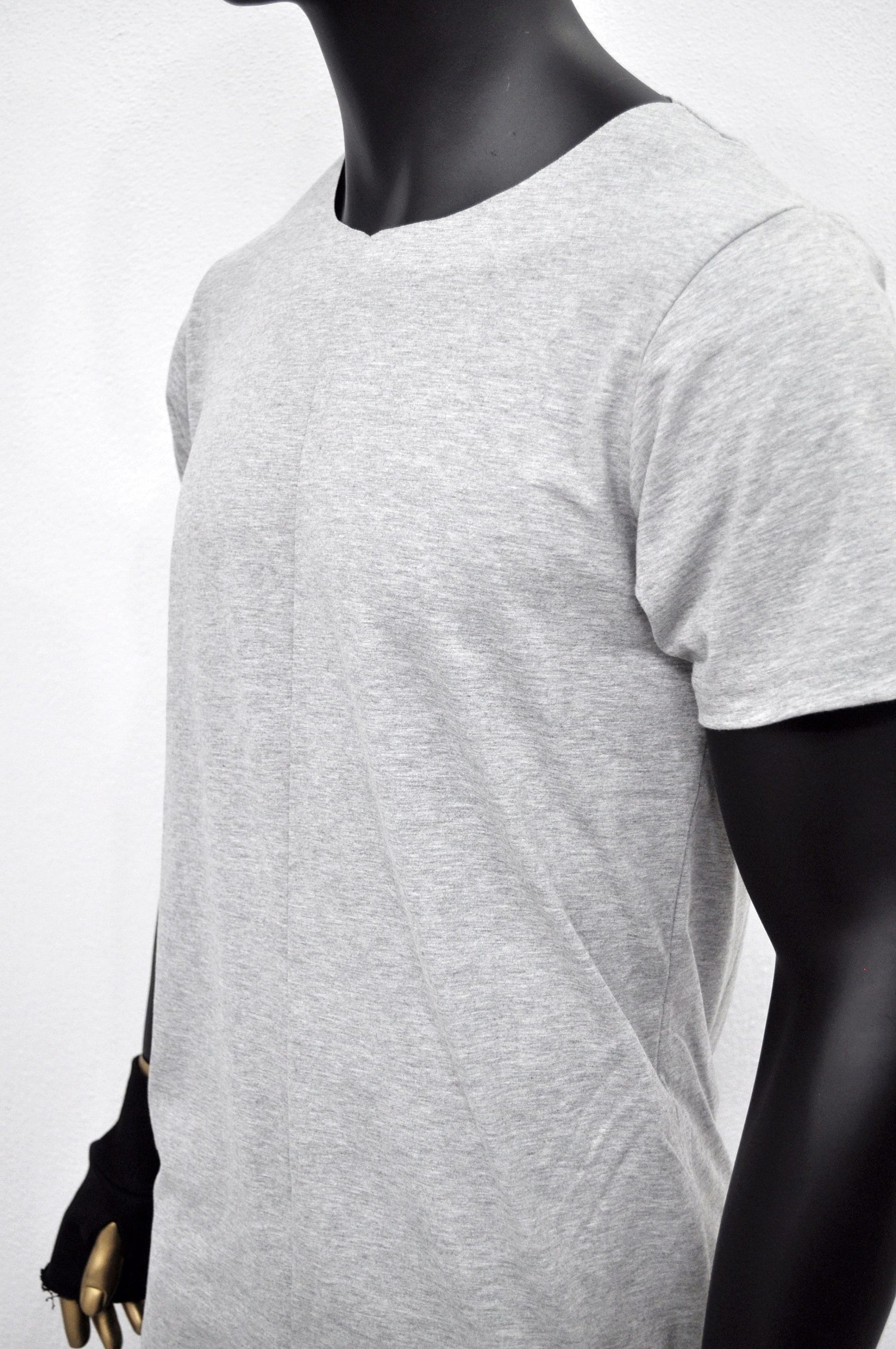 XS-8XL Men's Raw Wide Neck Rear Back ,Viscose Cotton Short Sleeve Lengthen Extended Oval Tee Tshirt/Techwear Streetwear Shirt SS2024-BB499