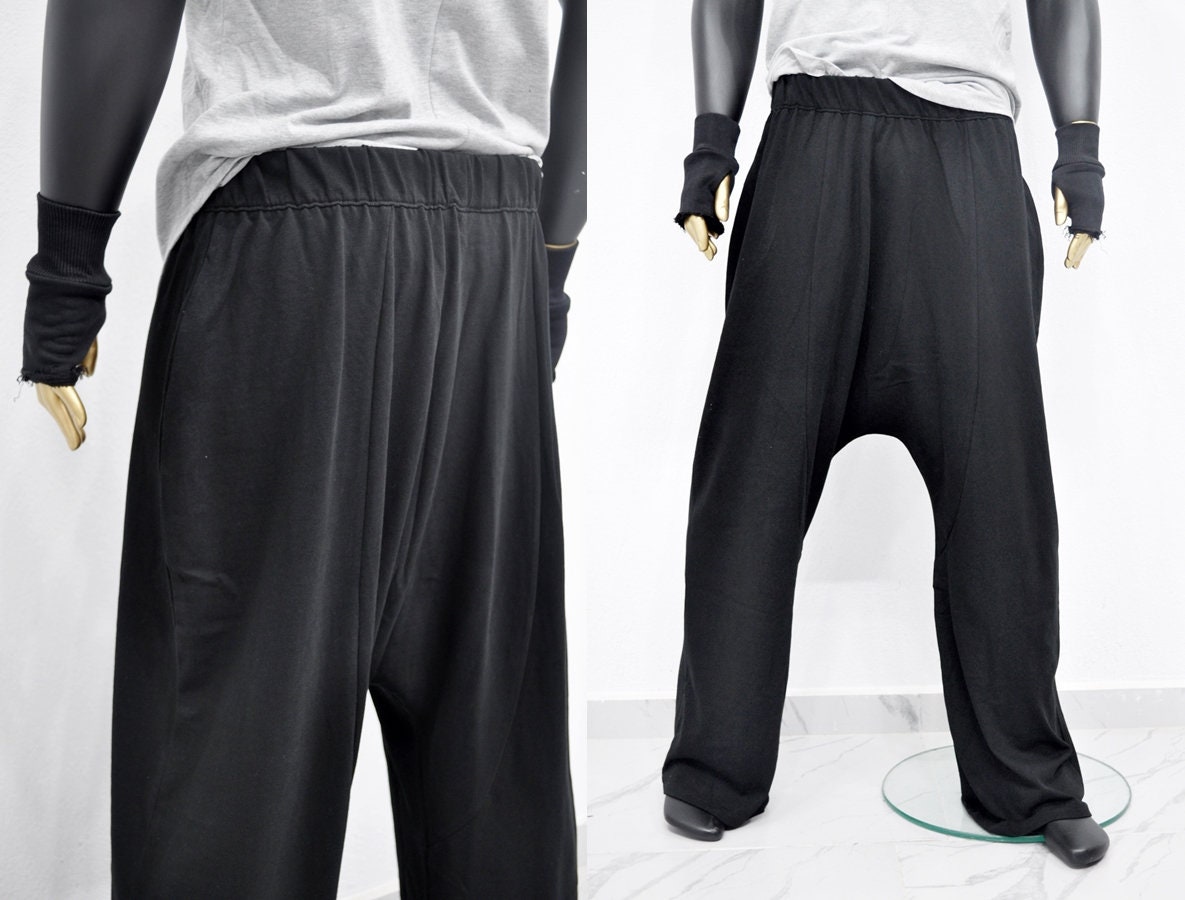 XS - 8XL Adult Sarrouel Japanese Wide Leg Shalwar,Harem Yoga Pant,Unisex Low Crotch Jogger,Hakama Pant,Relaxing Streetwear Linen-BB292