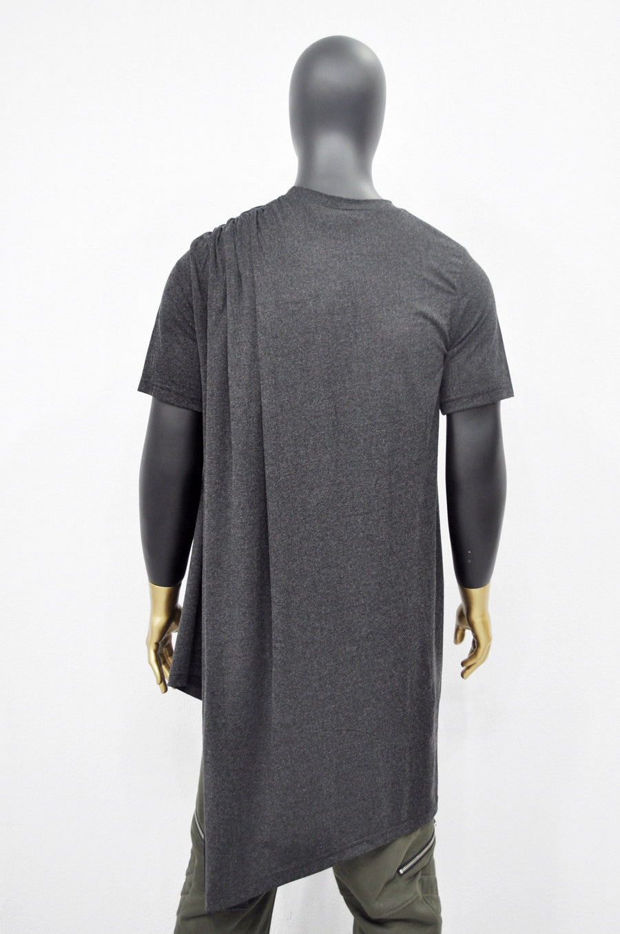 XS-8XL Asymmetrical Draped Viscose Cotton Ann Original Design Retro Silhouette Deconstruction Design Dress Tunic,Short Sleeve Lengthen-BB528