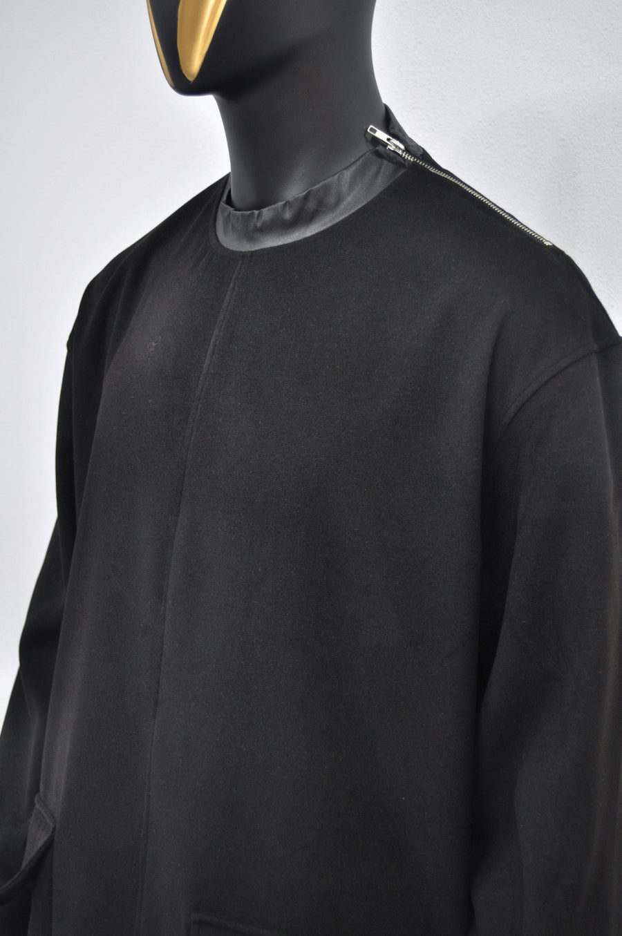 XS-8XL Leather Zip Collar Side Slit Wool Coat Dress/Unisex Long Outer,Cardigan Pancho JACKET,Goth,Punk Cosplay,Apocalyptic Dystopian-BB927
