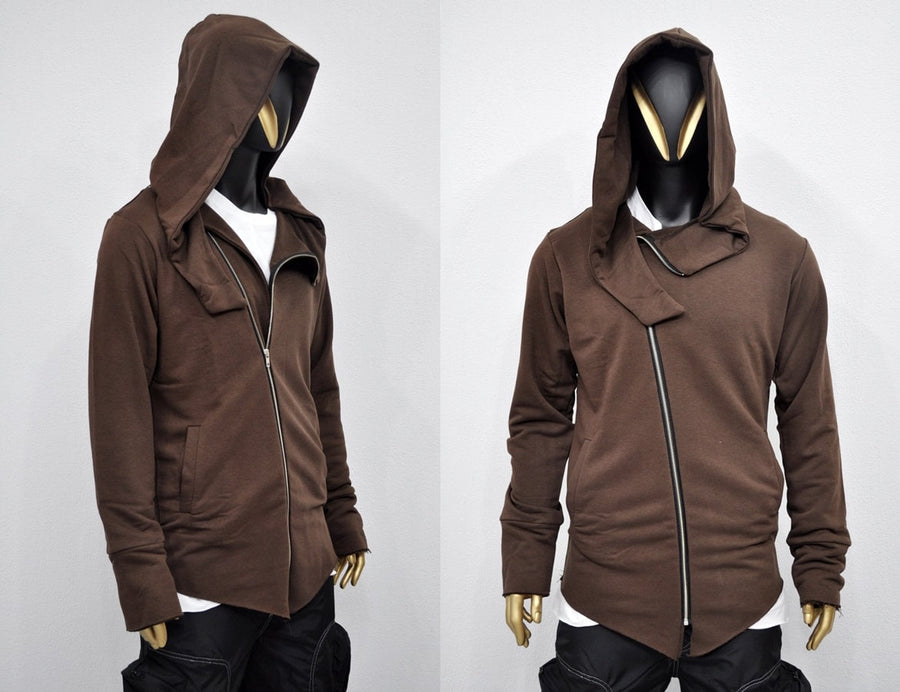 XS - 8XL Men's Asymmetric Full Zip Oversized Hood Cyberpunk Hoodie / Regalo Ashashin Hoodie / Fleece Hoodie / Gothic Hoodie- BB080