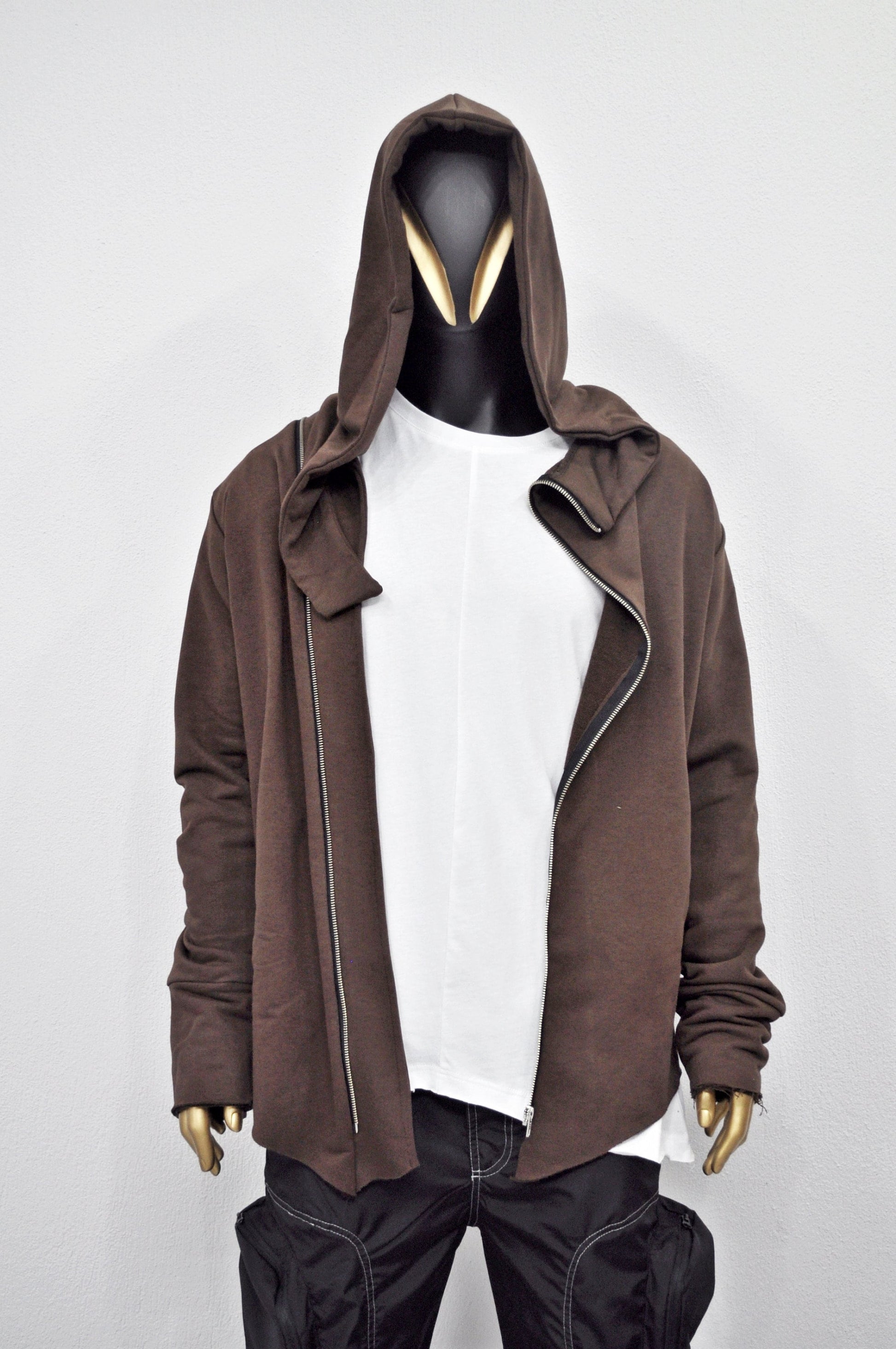 XS - 8XL Men's Asymmetric Full Zip Oversized Hood Cyberpunk Hoodie / Regalo Ashashin Hoodie / Fleece Hoodie / Gothic Hoodie- BB080