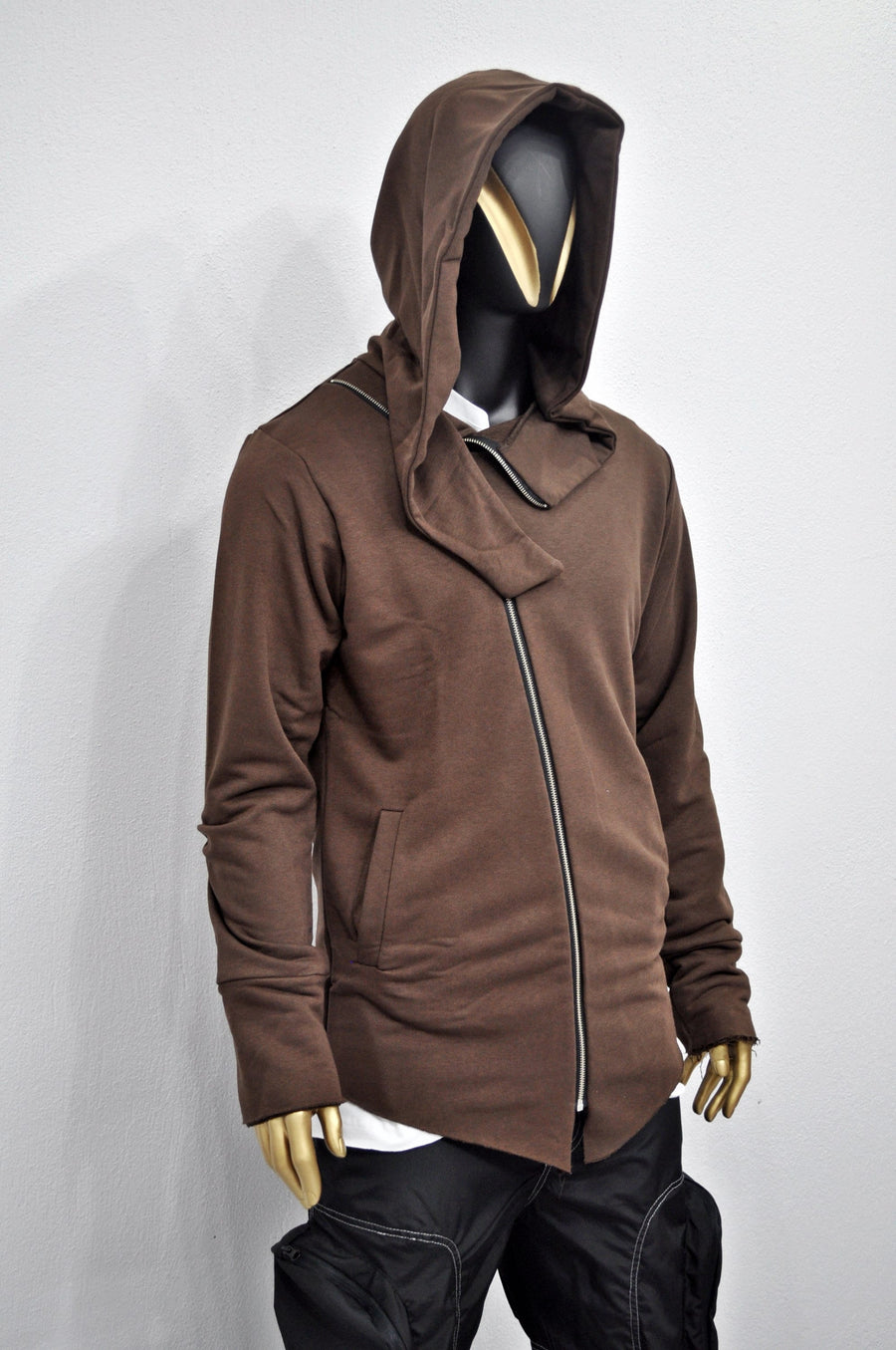 XS - 8XL Men's Asymmetric Full Zip Oversized Hood Cyberpunk Hoodie / Regalo Ashashin Hoodie / Fleece Hoodie / Gothic Hoodie- BB080