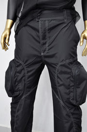 XS - 8XL Black Utility Loose 3D Contrast Stitching Cargo Pants,Relaxed,Low Crotch,Cyberpunk Steampunk,Regalo,Kreso,Ashashin Streetwear-BB291