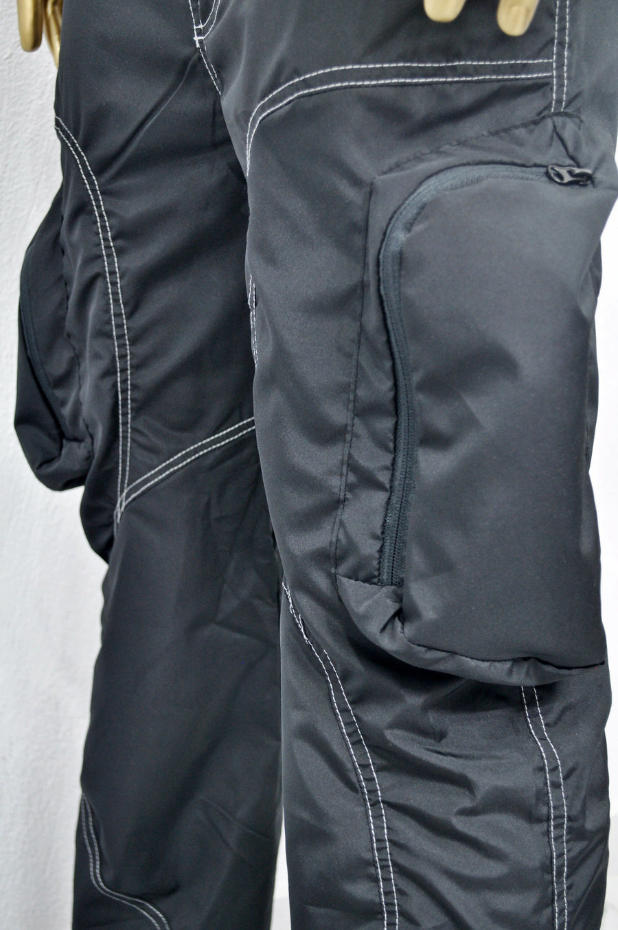 XS - 8XL Black Utility Loose 3D Contrast Stitching Cargo Pants,Relaxed,Low Crotch,Cyberpunk Steampunk,Regalo,Kreso,Ashashin Streetwear-BB291