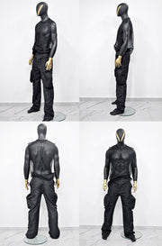 XS - 8XL Black Utility Loose 3D Contrast Stitching Cargo Pants,Relaxed,Low Crotch,Cyberpunk Steampunk,Regalo,Kreso,Ashashin Streetwear-BB291
