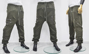 XS-8XL Men's Biker ZIP JOGGERS,Elastic Waist,Zip Leg Pockets,Diamond-Quilted Knee,Low Crotch Relaxed Sweatpant,Slim Tappered,Steampunk-BB290