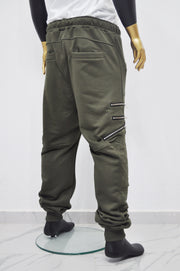 XS-8XL Men's Biker ZIP JOGGERS,Elastic Waist,Zip Leg Pockets,Diamond-Quilted Knee,Low Crotch Relaxed Sweatpant,Slim Tappered,Steampunk-BB290